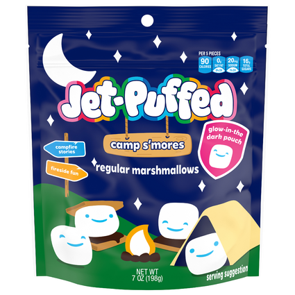 Kraft Jet-Puffed Camp S'mores Regular Marshmallows (7 oz. glow-in-the-dark pouch)