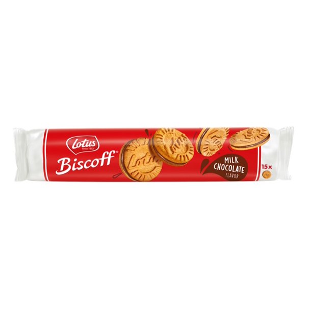 Lotus Biscoff Milk Chocolate Flavor Cream Sandwich Cookies (5.29 oz. roll pack)