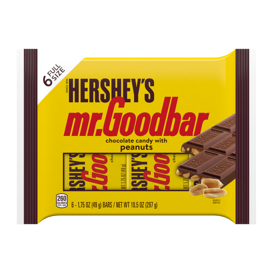 Hesrhey's Mr. Goodbar Milk Chocolate with Peanuts Full Size Candy Bars (6 pack/10.5 oz.)
