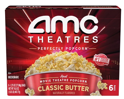 AMC Theatres Classic Butter Real Movie Theatre Microwave Popcorn (6 count box)