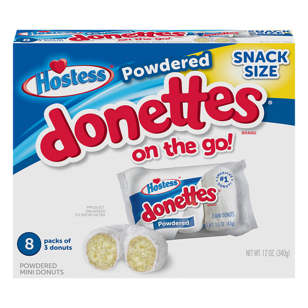 Hostess Snack Size Powdered Donettes Donuts On the Go (8 packs/12 oz. box)