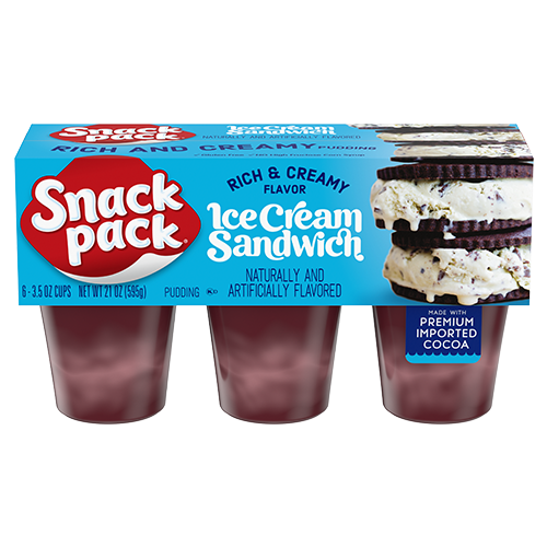 Snack Pack Ice Cream Sandwich Rich & Creamy Flavor Pudding Cups (6 count/3.25 oz. cups)