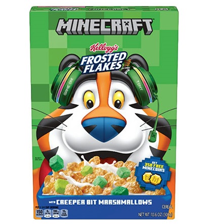 Kellogg's Limited Edition Minecraft Frosted Flakes w/ Creeper Bit Marshmallows Family Size (16.8 oz. box)