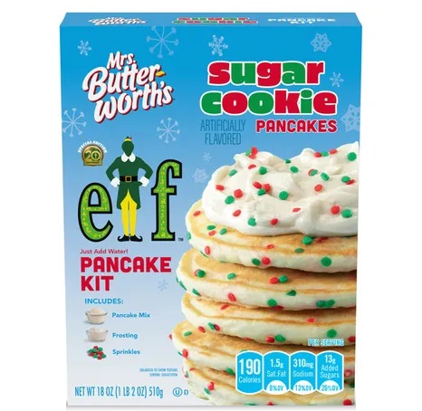 Mrs. Butterworth's Elf Pancake Kit Sugar Cookies Pancakes (18 oz. box)