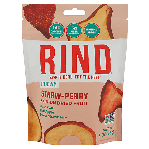 RIND Chewy Straw-Peary Bosc Pear Red Apple Sweet Strawberry Skin-On Dried Fruit (3 oz. pouch)