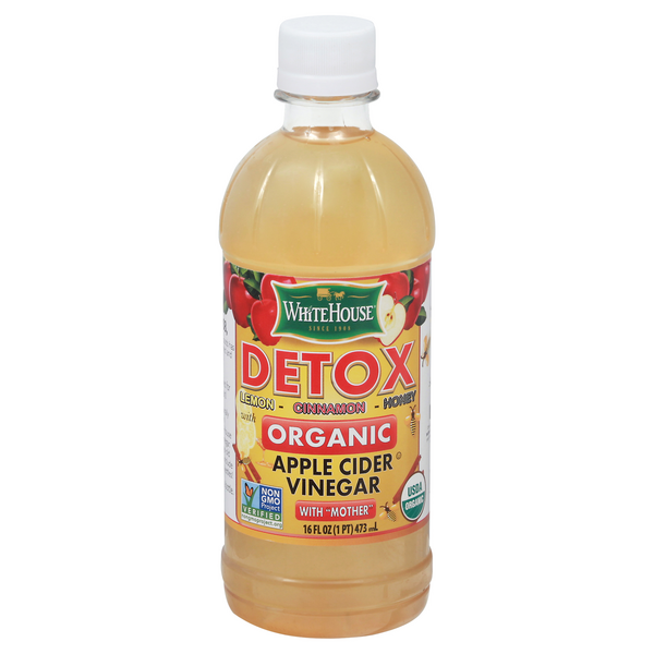 White House Detox Organic Apple Cider Vinegar with Mother (16 oz.  bottle)
