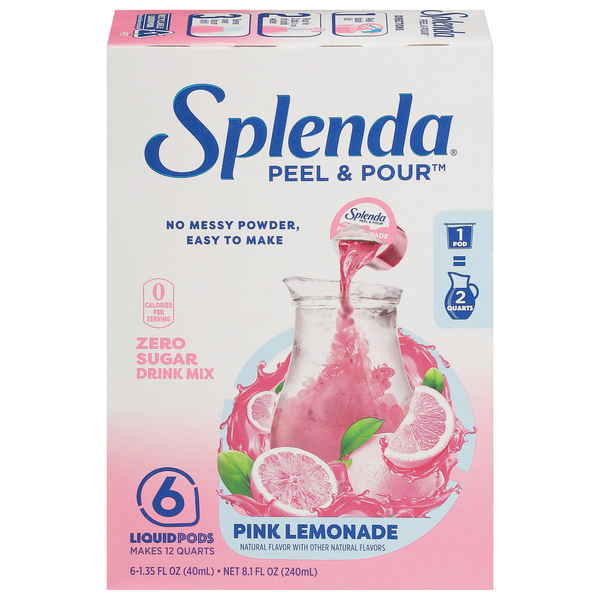 Splenda Peel & Pour Zero Calorie Drink Mix Pink Lemonade (6 pods)
