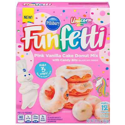 Pillsbury Unicorn Pink Vanilla Cake Donut Mix with Candy Bits (16.2 oz. box)