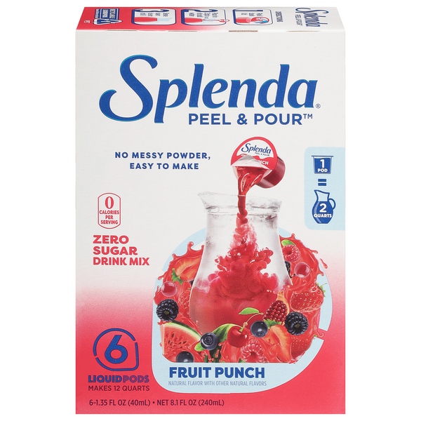 Splenda Peel & Pour Zero Calorie Drink Mix Fruit Punch (6 pods)