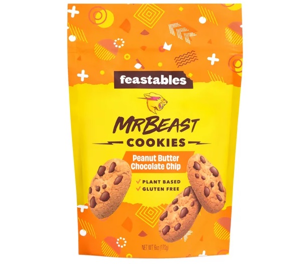 Feastables Mr Beast Plant Based Gluten Free Peanut Butter Chocolate Chip Cookies (6 oz. pouch)